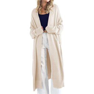 Womens Long Cardigan Sweaters with Pockets Apricot